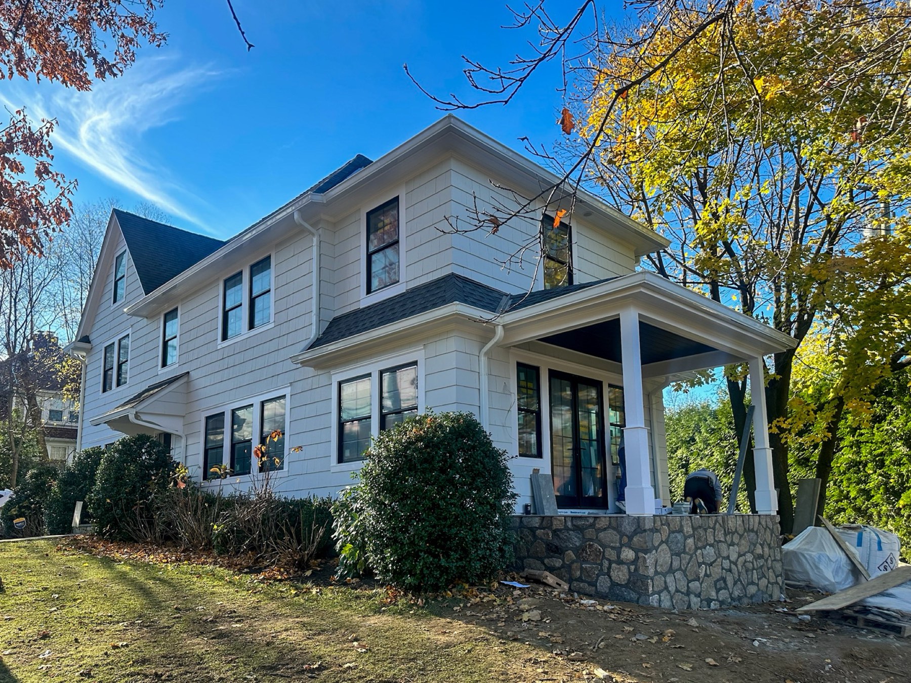 New porch and entry addition on a home in Larchmont